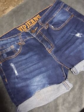 VIP Women’s Dark Blue Rolled Hem Denim Shorts